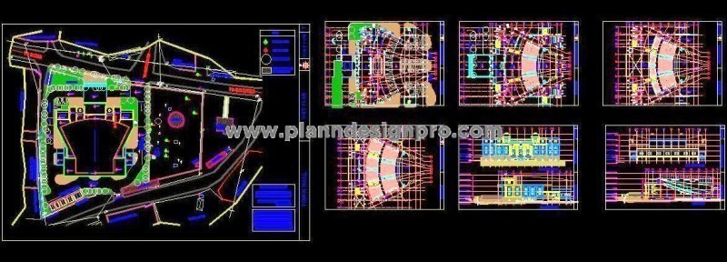 1000-Seat Auditorium DWG- G+2 Floors with Basement