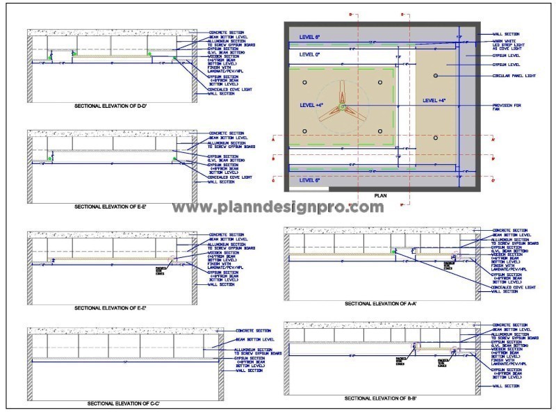 14'x12' False Ceiling CAD Design with POP or Gypsum Board