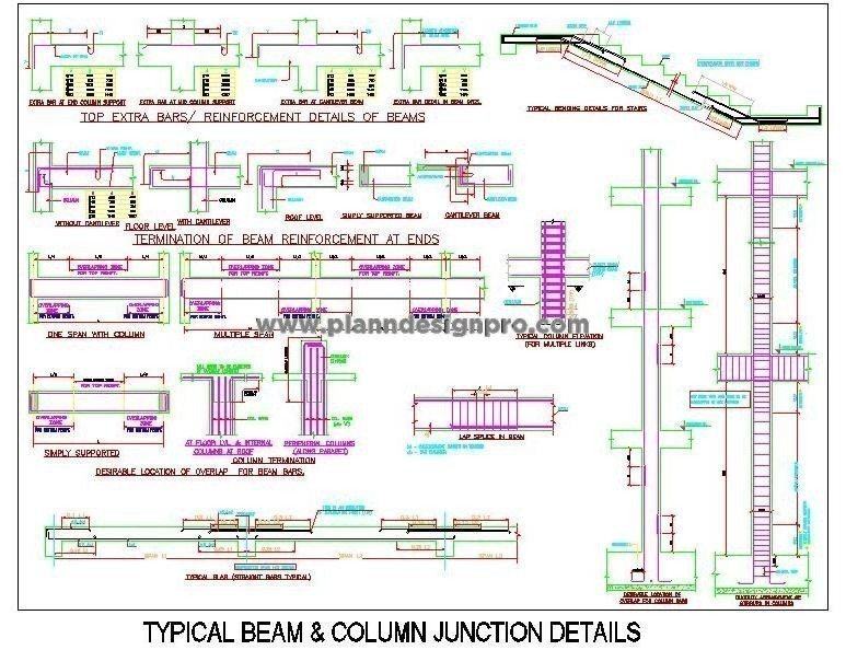 Typical Structural CAD Detail for Beam and Column Junctions