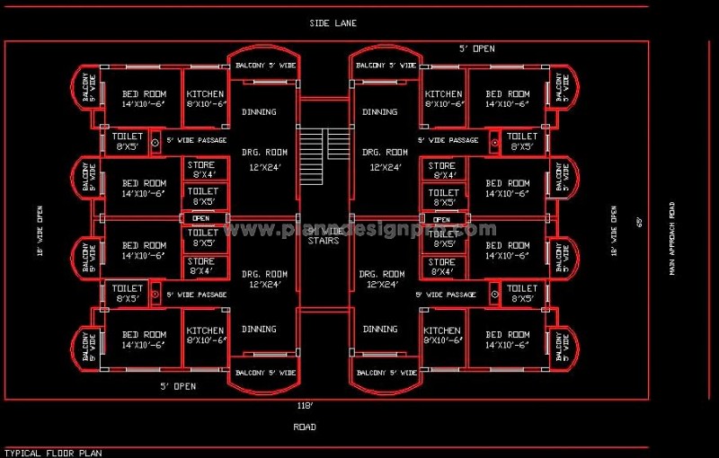 2 BHK Apartment Cluster Design in AutoCAD Free CAD Block