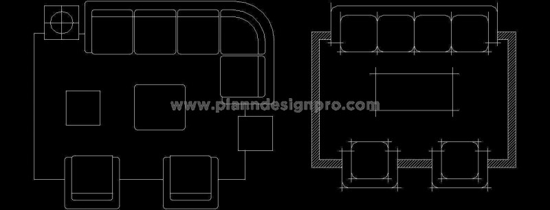 2D Sofa Set Free CAD Block for Home & Office Interiors