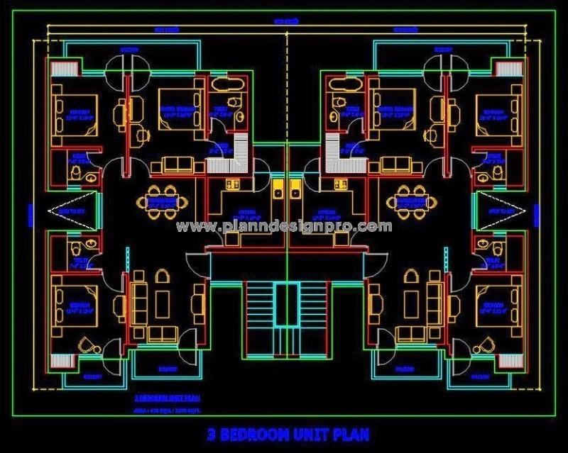 3BHK Group Housing Tower Design AutoCAD DWG File