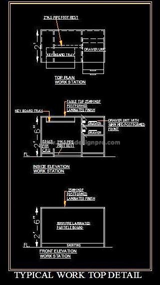 4'x2' Basic Office Desk Free CAD Design