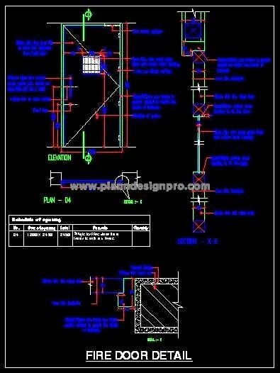 40mm Laminated Fire Door CAD- Plan, Elevation, and Details