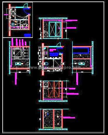 8'x10' Bathroom Free CAD Design- Layout, Elevations & RCP Details