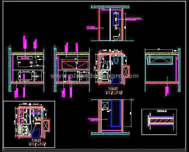 8'x6' Bathroom Free CAD Design with Layout & Details