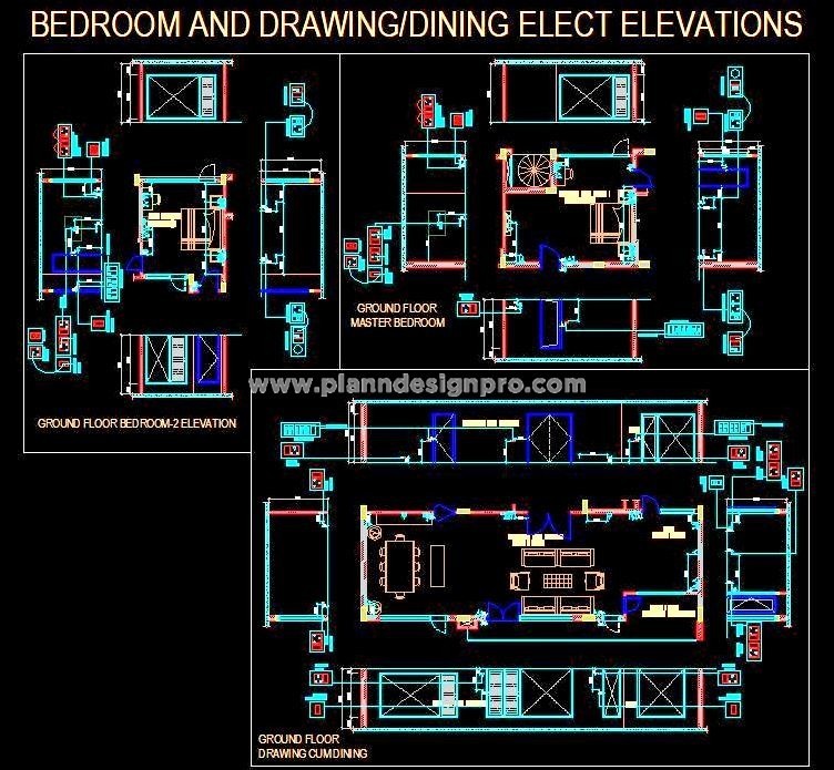 AutoCAD Electrical Layout for Bedrooms and Living Rooms