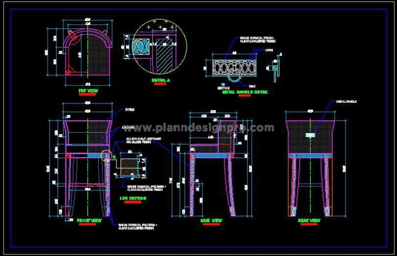 Bar Chair CAD Design Upholstered Seat with Wooden Legs