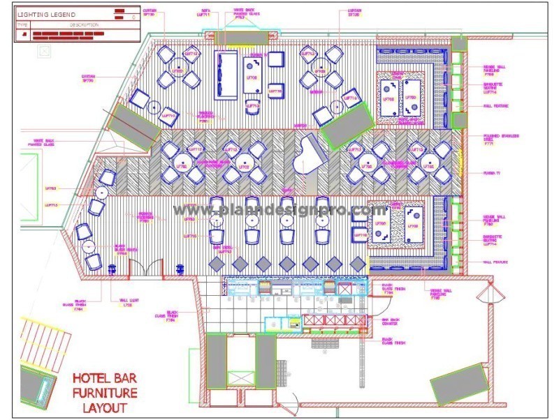 Bar and Restaurant Interior Floor Plan DWG for AutoCAD