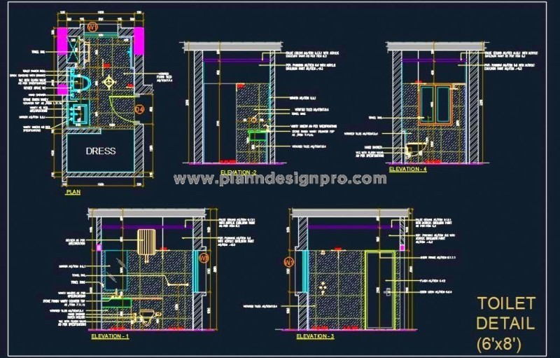 Bathroom Plan 6'x8' Toilet Design with Complete Details