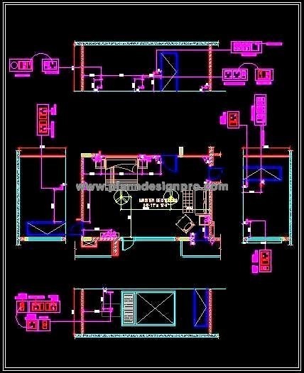 Bedroom Electrical Layout DWG with Wall Elevations & Legend