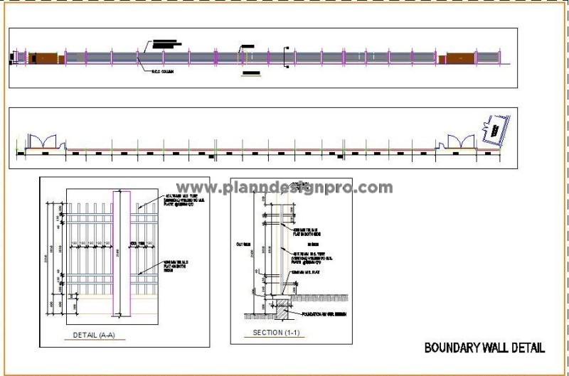 Boundary Wall & Entry Gate CAD Design for Factories