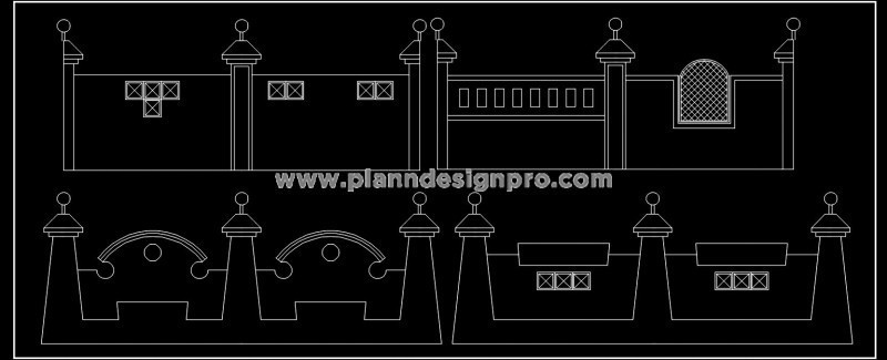 Boundary Wall Free CAD Blocks- Multiple Elevation Designs