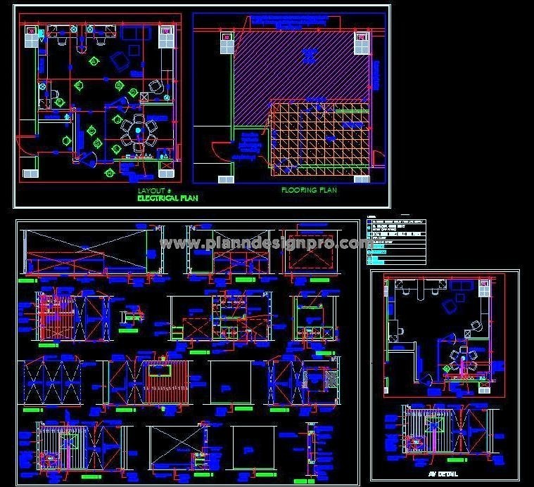 CEO Office CAD Layout with Workstations & attached Meeting Room