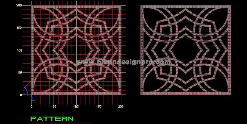 CNC Laser Cut Jali CAD Block for Wall, Screen, Divider