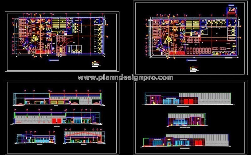 Car Showroom and Workshop Floor Plans- Autocad DWG