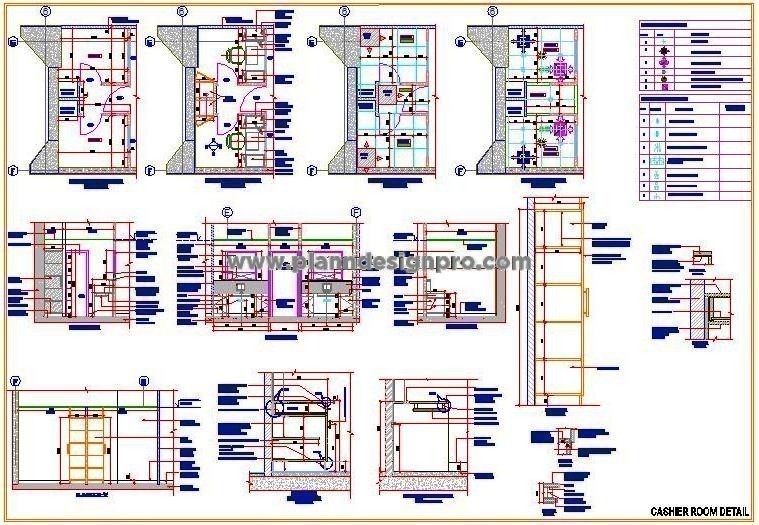 Cashier Room Design DWG- Desk, Window, and Storage Cabinet