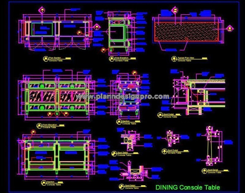 Classic Console Cabinet with Shutters and Stone Top DWG