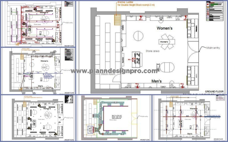 Clothing_Apparel Store CAD Design HVAC, Lighting & Power Plans