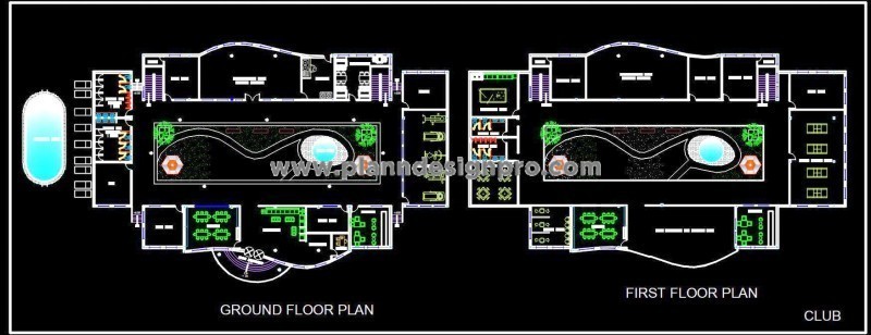 Clubhouse Architectural Design in Autocad DWG