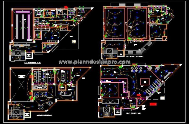 Clubhouse Architecture Layout in AutoCAD G+2 Floors