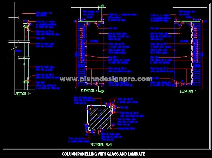 Column Paneling CAD Design- Glass Cladding with Backlighting