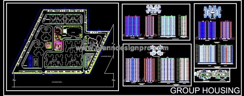 Complete Group Housing Project with 2, 3, 4 BHK Towers DWG