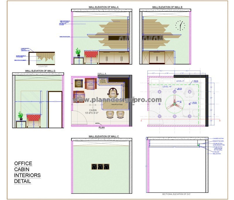 Complete Office Cabin Interior Design DWG File