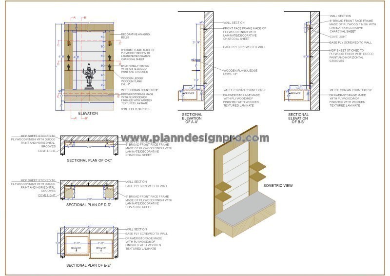 Pooja Room CAD Block DWG - Temple and Mandir Design (Premium)