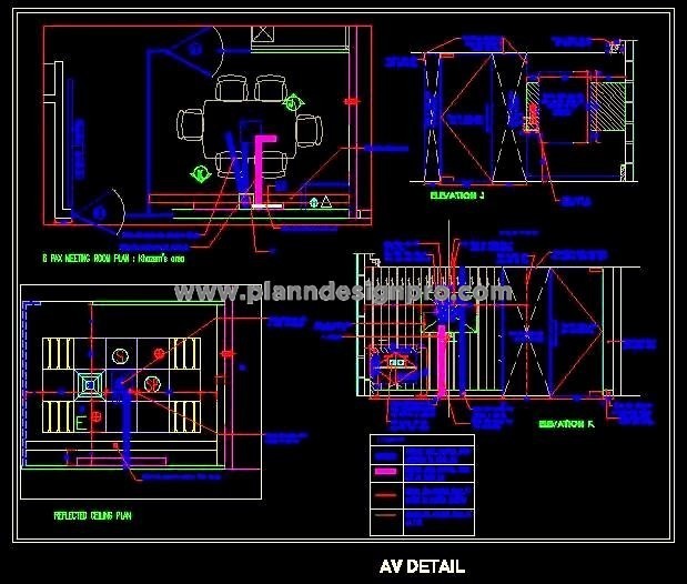 Conference Room AV Setup CAD- Wiring & Equipment Details