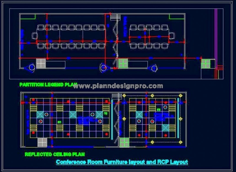 Conference Room Layout DWG- 30-Person Capacity with Partition