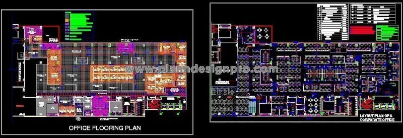 Corporate Office Layout DWG- Furniture and Fooring Design