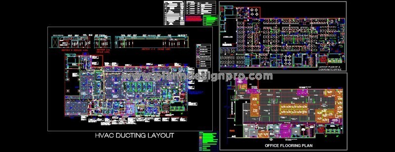 Corporate Office Layout DWG for 300 Staff with HVAC Design