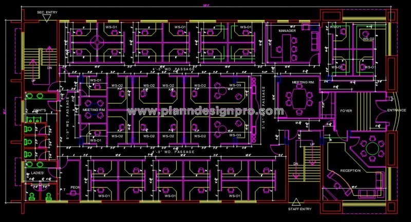 Corporate Office Layout Plan - Autocad DWG 6500 sq.ft