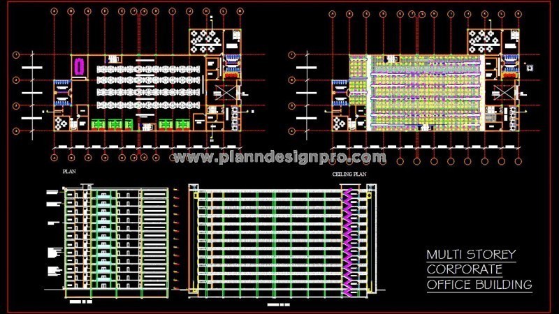 Corporate Office Layout Plan - Autocad Drawing (3400 sq.mt.)