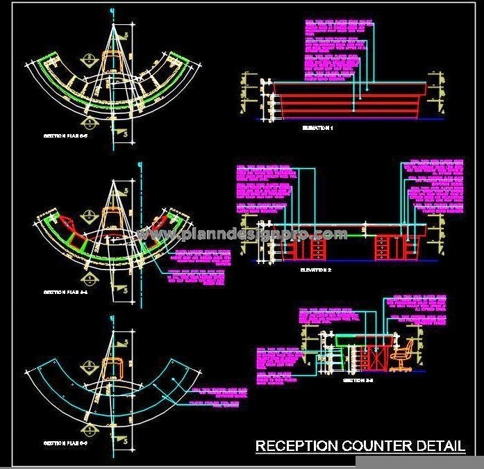 Curved Reception Desk DWG for Architects and Designers