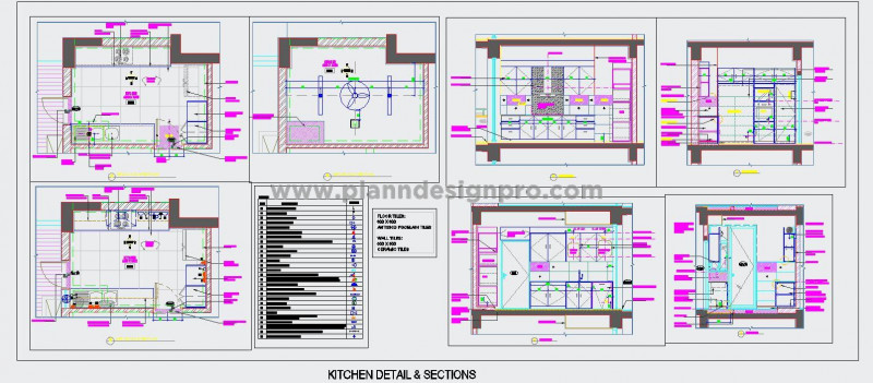 Detailed Modular Kitchen AutoCAD DWG with Elevations and Layout