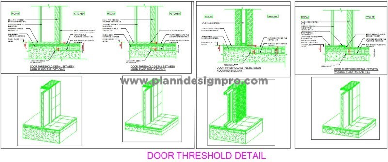 Door Sill & Threshold DWG Detail with Marble and Wood