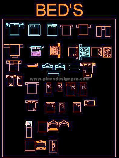 Download Free Furniture CAD Blocks- Bed DWG Models