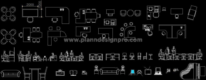 Download Free Office Furniture CAD Blocks for Office Interiors