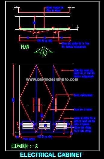 Electrical Cabinet DWG with Plan, Elevation and Section