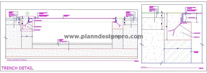 Electrical Cable Trench CAD Drawing- Sectional Details