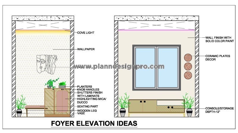 Entrance Foyer Design DWG with Shoe Rack Setup