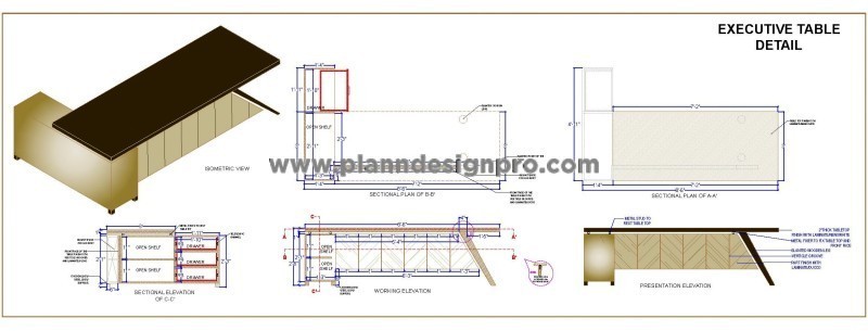 Executive Office Table Design CAD Drawing