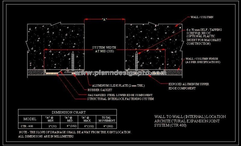 Expansion Joint DWG Internal Vertical Wall-to-Wall Condition