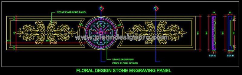 Floral Pattern CAD Block - Stone Engraving Detail