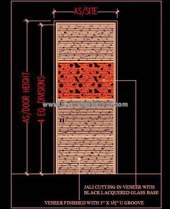 Flush Door Free CAD Block - Modern Design with Veneer & CNC Jali