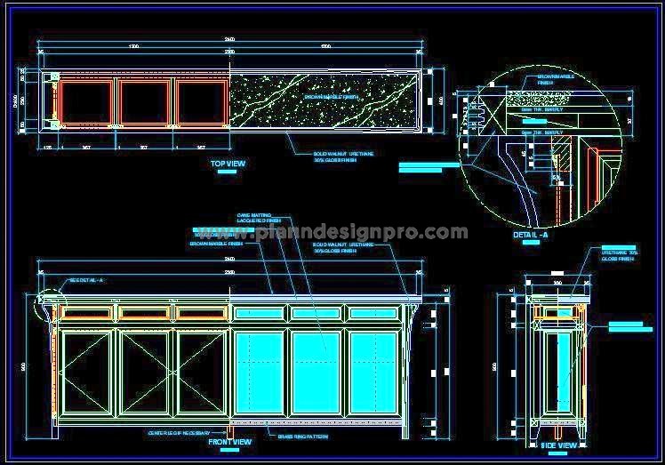 Food Service Counter Design CAD with Stone Tabletop