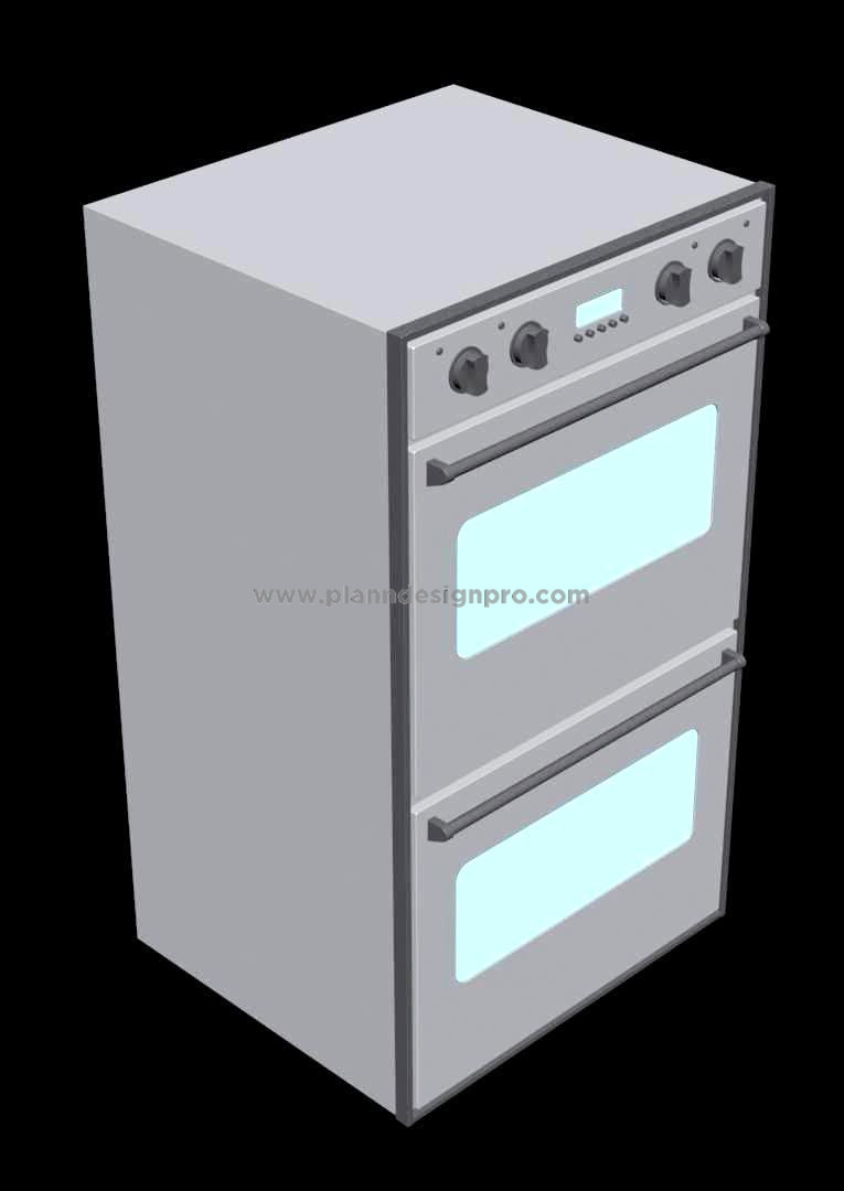 Free 3D Model of Built-in Double Microwave & Oven