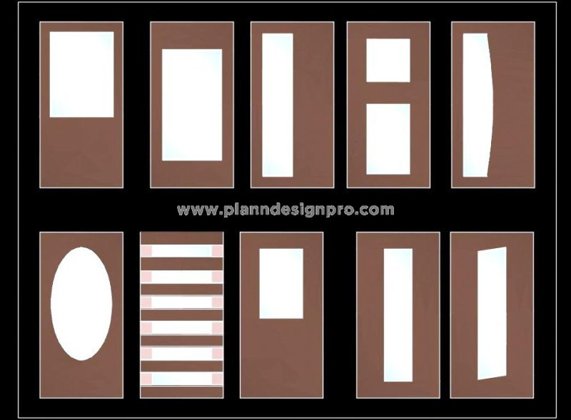 Free AutoCAD Door Blocks- Modern Veneer and Glass Designs